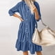 thumbnail image 4 of Vestido casual de color sólido Vestido camisero de mezclilla con cuello vuelto Traje diario clásico, 4 of 8