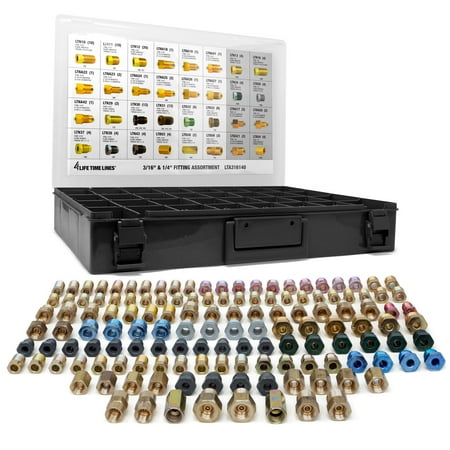 4LifetimeLines Fitting Assortment  Union  Adapter  32 SKU  3/16 inch and 1/4 inch Tube Nuts  LTA316140