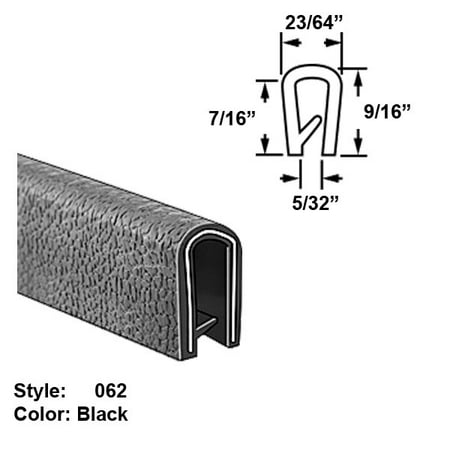 

Flame-Retardant Plastic U-Channel Push-On Trim Style 062 - Ht. 9/16 x Wd. 23/64 - Black - 25 ft long
