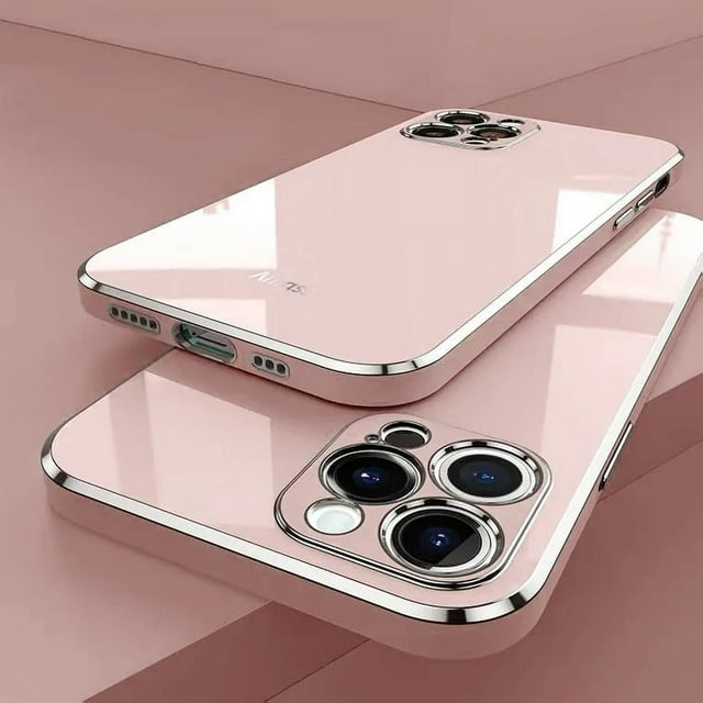 Luxury Square Silicone Plating Phone Case For IPhone 14 11 12 13 15 Pro Max Mini Plus XR X XS Max Solid Color Soft Cover Coque Pink Color For iPhone XS Max