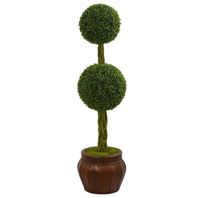 Nearly Natural 5721 4.5 ft. Boxwood Double Topiary Artificial Tree in Decorative Planter