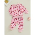 thumbnail image 3 of Wassery Toddler Baby Girl Fall Clothes 6M 12M 18M 24M 3T Infant Long Sleeve Flower Floral Print Sweatshirt Sweatpants Newborn Autumn Outfits 0-3T, 3 of 8