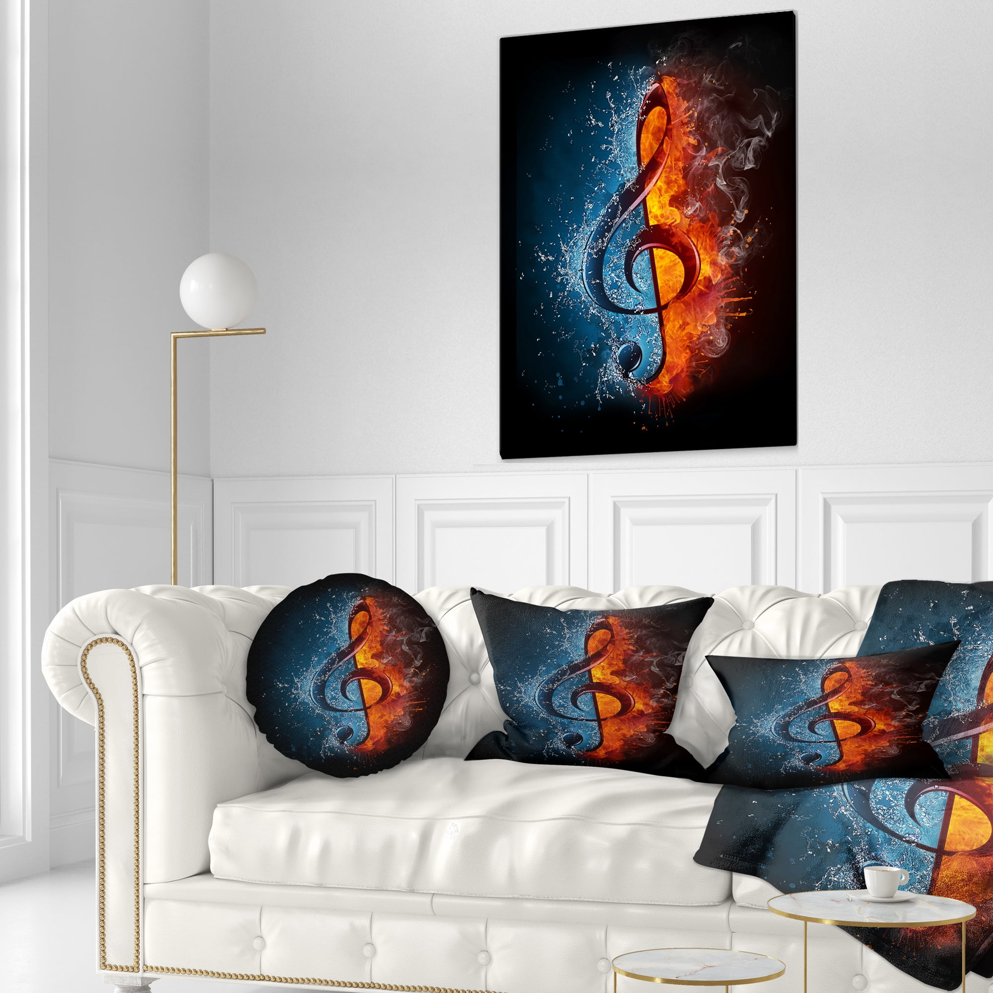 Designart Treble Clef - Abstract Throw Pillow - 12x20