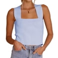 thumbnail image 5 of Summer Sleeveless Square Neck Solid Color Slim Fit Tank Tops, 5 of 6