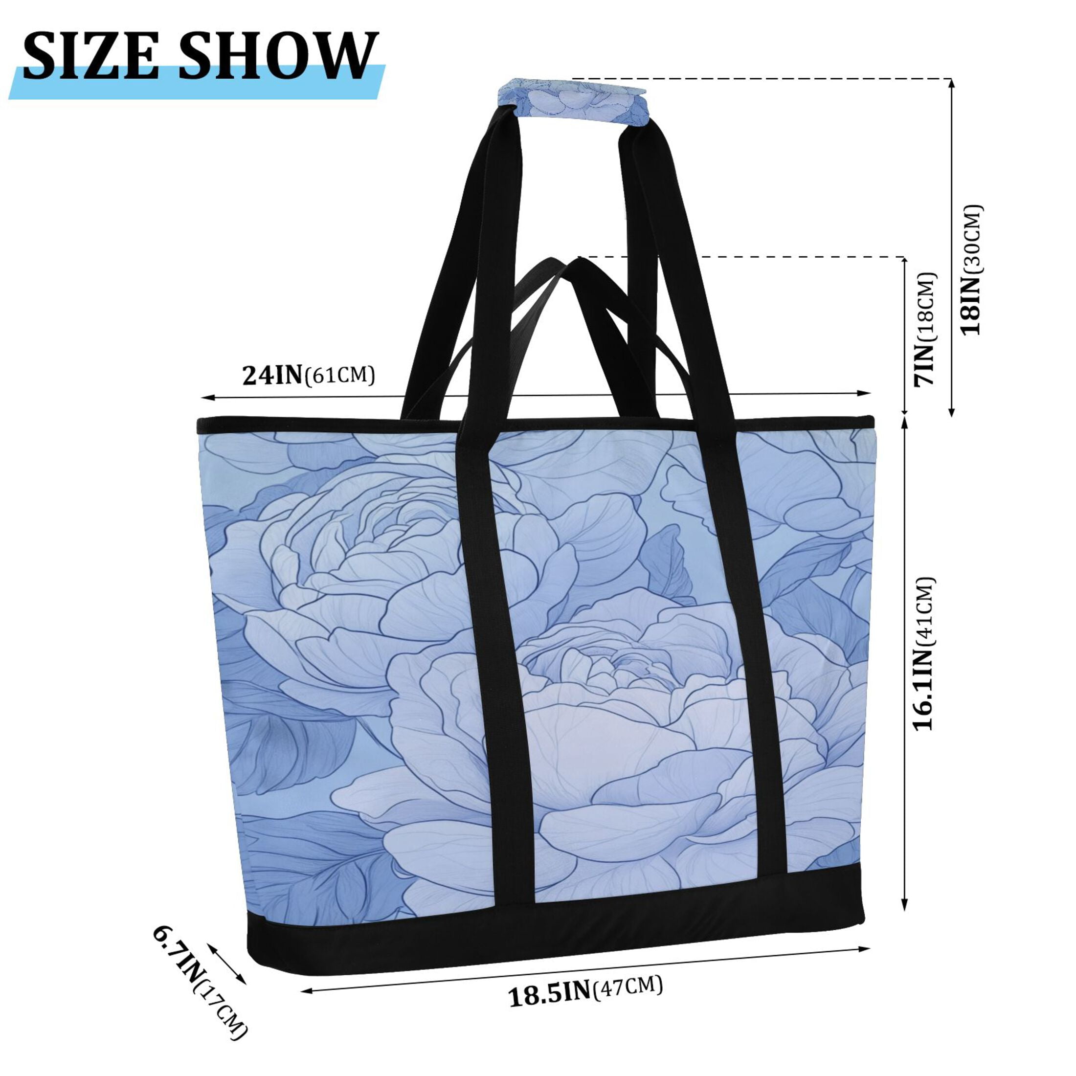Large Hand-held Ice Pack Picnic Bag Insulation and Refrigeration Suitable for Shopping Picnics and Camping Super Beautiful Roses
