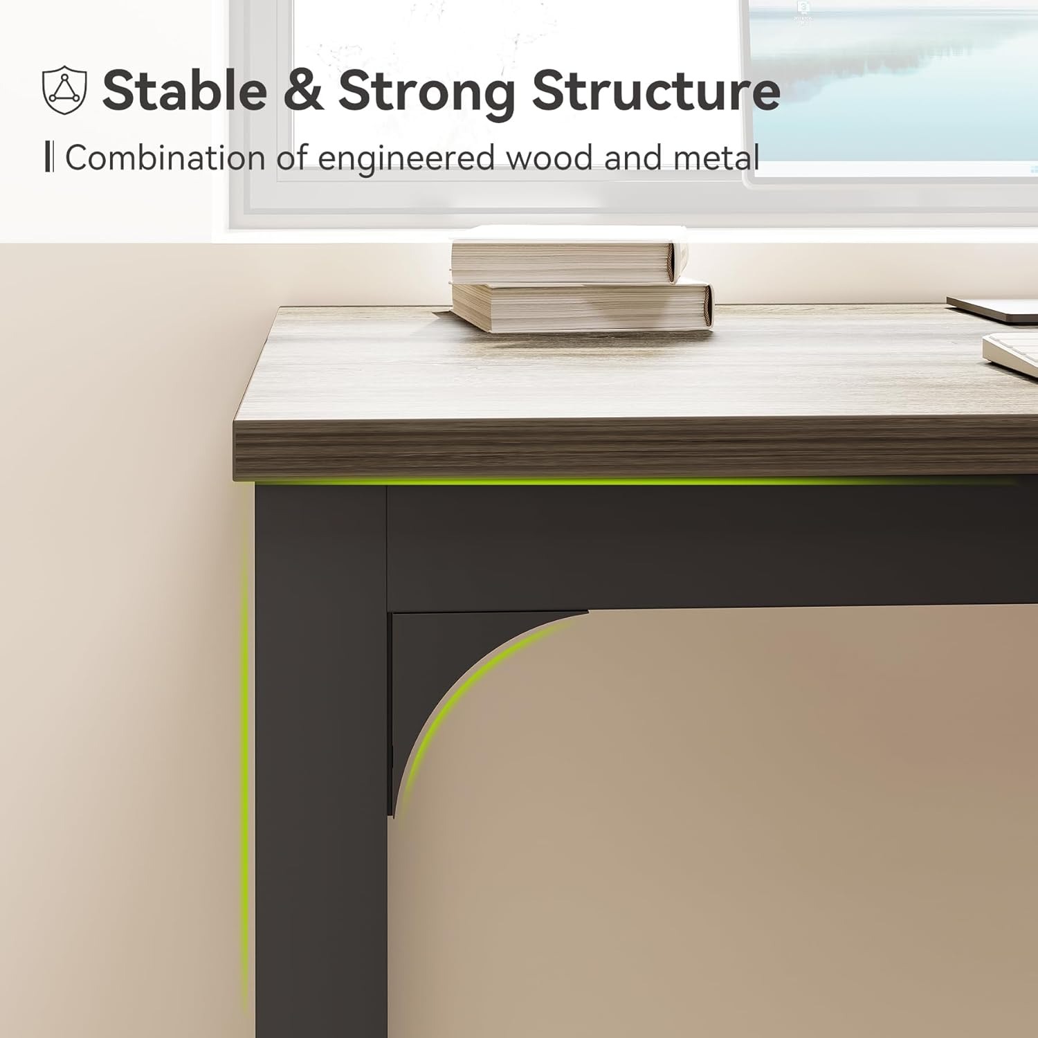 78.7-Inch Ultra Long 2 Person Desk, Grey + Black Gaming Computer Writing Table For Home Office, Sturdy Engineered Wood & Metal Double Workstation