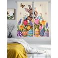 thumbnail image 3 of Easter Bunny Sheer Curtains 63 Inch Length 2 Panels Set Window Treatments, Colorful Eggs Spring Tulips Flower Vintage Rod Pocket Semi Curtains for Living Room/Bedroom/Kitchen Décor, 104"W x 63"L, 3 of 7