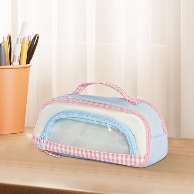 Estuche para lápices con ventana transparente | Organizador de almacenamiento multicapa | Estuche de gran capacidad para útiles escolares: bolígrafos, marcadores y tijeras