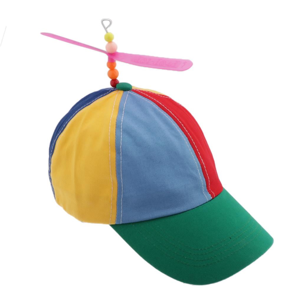Kids Rainbow Propeller Spinner Hat w/ Adjustable Hat Snap Back-Costume Accs 