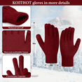 thumbnail image 4 of KOITHOT 3 Pieces Women Winter Beanie Hat Gloves Scarf Set, Soft Warm Thick Touch Screen Knitted Red, 4 of 6