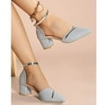 thumbnail image 7 of NOKIO Women's Closed Pointed Toe Low Chunky Heels Pumps Ankle Strap Wedding Business Dressy Shoes Womens Low Mid Square Heel Ankle Strap Sandal Ladies Pointed Toe Shoes Heels, 7 of 7