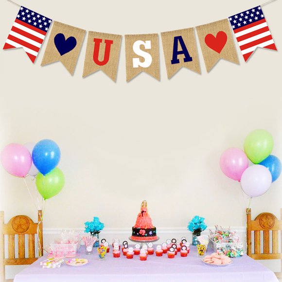 HEANUJJ American Independence Day Bunting for Party Decoration with Durable Fray Resistant Edges