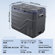 VEVOR Car Refrigerator, 12 Volt Car Refrigerator Fridge, 40 L Dual Zone Portable Freezer,4℉-68℉ Adjustable Range, 12/24V DC and 100-240V AC Compressor Cooler