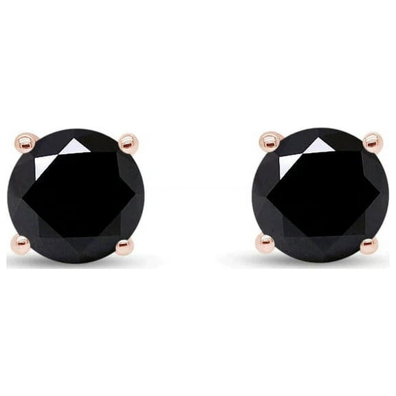 Bonjour Jewelers 10k Rose Gold Created Black Diamond Round Stud Earrings 6mm Plated