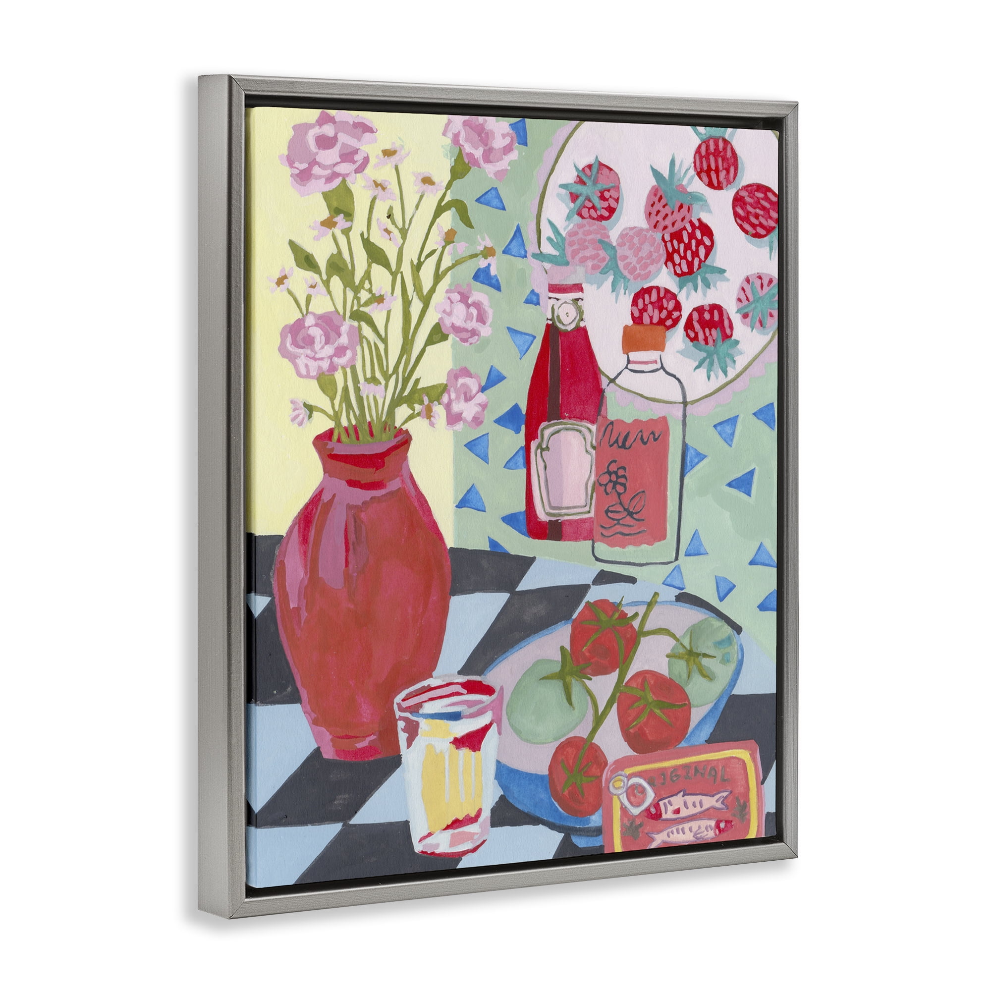 Stupell Industries Kitchen Sauces Still Life Gray Framed Floater Canvas Wall Art, design by Melissa Wang
