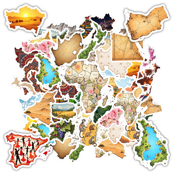 Colorful Stationery Stickers Travel DIY Stickers Geography Graffiti Decals for Luggage Suitcase Laptop