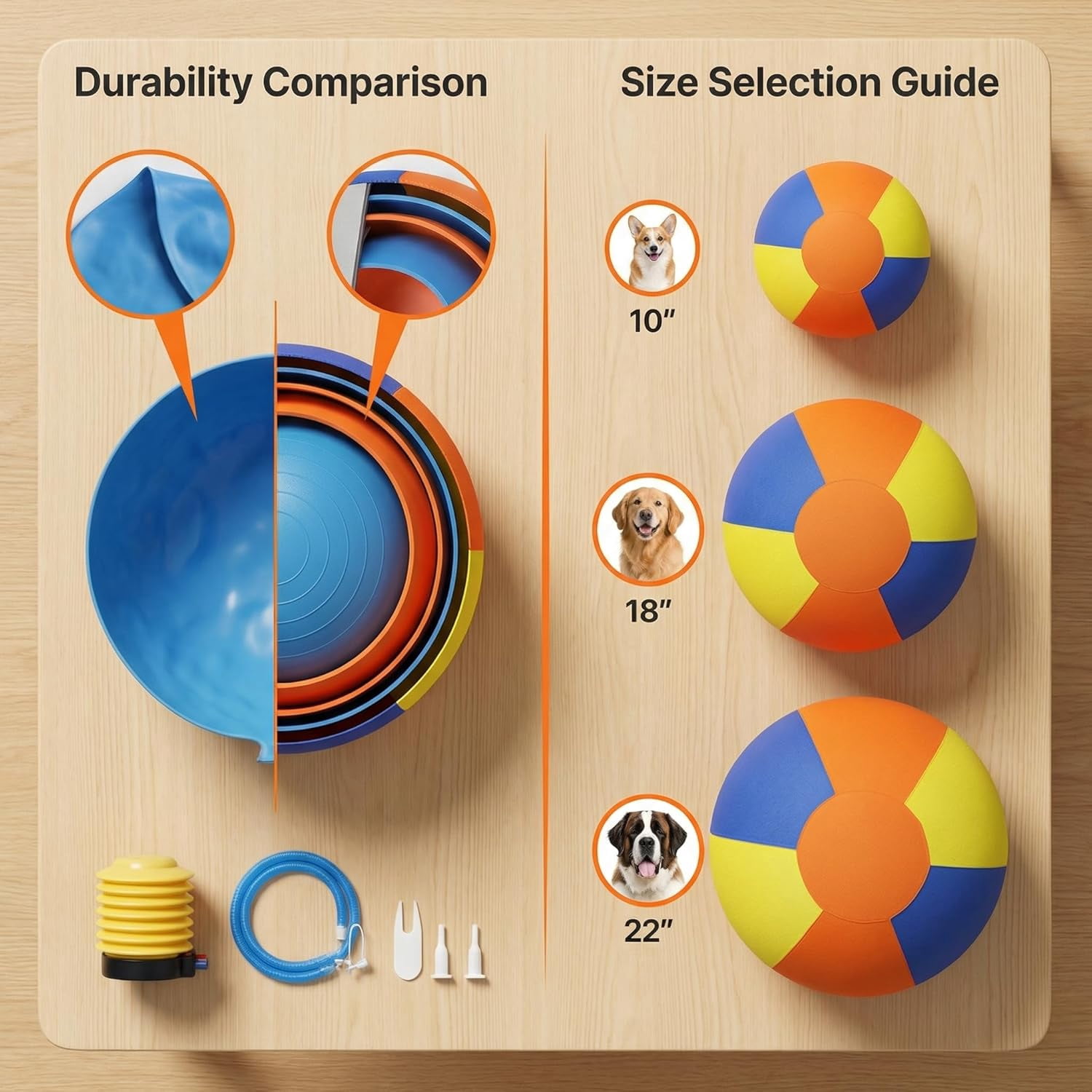 HZMSYQ 10" Herding Ball for Dogs & Horses,Indestructible Pet Toys,Dog Balls for Aggressive Chewers,Durable Exercise Ball for Large Pets for Training, Fetch & Water Play