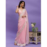 Sequinned Pure Georgette Saree - 27282074