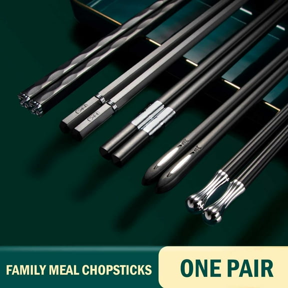 5 Pairs Alloy Steel Chopsticks Chinese Metal Sticks TOP Circular Chopstick