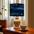 thumbnail image 6 of Linen Drum Lampshades Starry Night Watercolor Gold Stars Deep Blue 13"x13"x10" Light Shade for Table Lamps Floor Lamp Shades Lampshade Replacement Assembly Required, 6 of 8