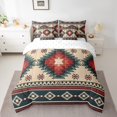 thumbnail image 2 of Feelyou Fashion Bohemian Aztec Bedding Comforter Set 7 Pieces, Green Tribal Square Full Bedding Set, Hippie Western Style Reversible Fitted Sheet Flat Sheet, Super Cozy Room Decor, 2 of 8