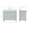 thumbnail image 2 of Ariel Monroe 42 Inch Single Rectangular Sink Bathroom Vanity With Carrara White Quartz Countertop 1.5 inch Edge In Grey, 2 of 7