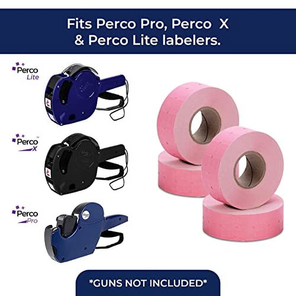 Perco 1 Line Pink Labels - 1 Sleeve, 8,000 Blank Pricing Labels for Perco 1 Line Price and Date Guns