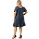 thumbnail image 5 of Vestido de mujer de talgrande con dobladillo con volantes Chambray Casual mancorvestidos Azul oscuro 3X, 5 of 7