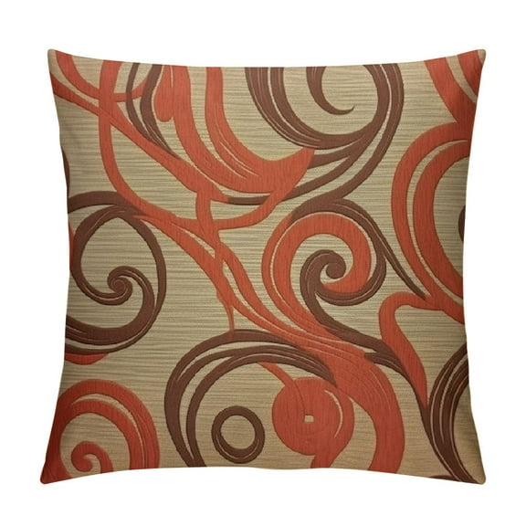 Shiartex  Toss Pillow Covers, Decorative Orange Throw Pillows for Couch, Jacquard Scrolls Cushion Cover, Abstract Pattern Contemporary Style - Scrolling All The Way Rust