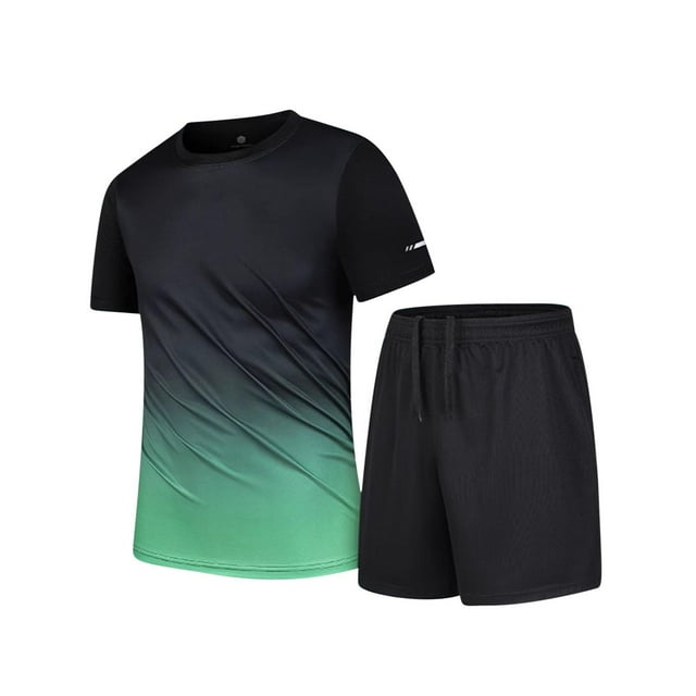 NTACZA Ensemble Chemise et Short pour Hommes Survêtements à Manches Courtes Dégradé Col Rond 2X
