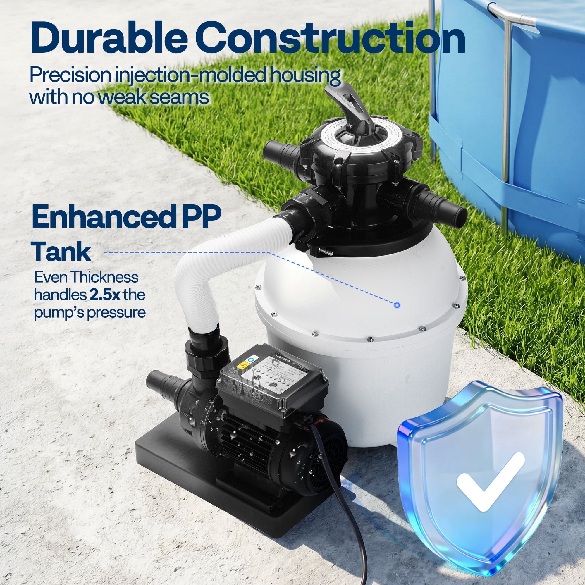 SPECSTAR 12" Sand Filter Pump 3168GPH for  Above Ground Pools Up to 11000Gallons,   Pool Filter System with 6-Way Multi-Port Valve, Digital Timer & Pressure Gauge, Heavy Duty Silent Motor