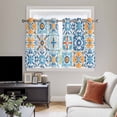 thumbnail image 4 of Blue Mediterranean Kitchen Curtains Window Panels, Vintage Moroccan Tiles Texture Insulated Window Treatment Curtain, Grommet Curtains for Bedroom/Living Room/Bathroom, 2 Piece 42"Wx45"L, 4 of 8