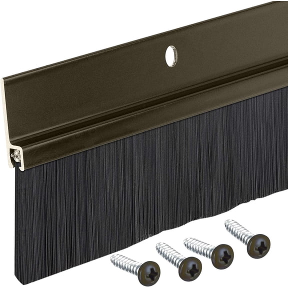Randall Manufacturing Co., Inc | Door Sweeps – Aluminum & Brush | Brush Sweeps for Gaps Up to 1 ½” | Brown Trim with Black Brush | 4 FT | Fill Gaps & Keep Unwanted Debris Out