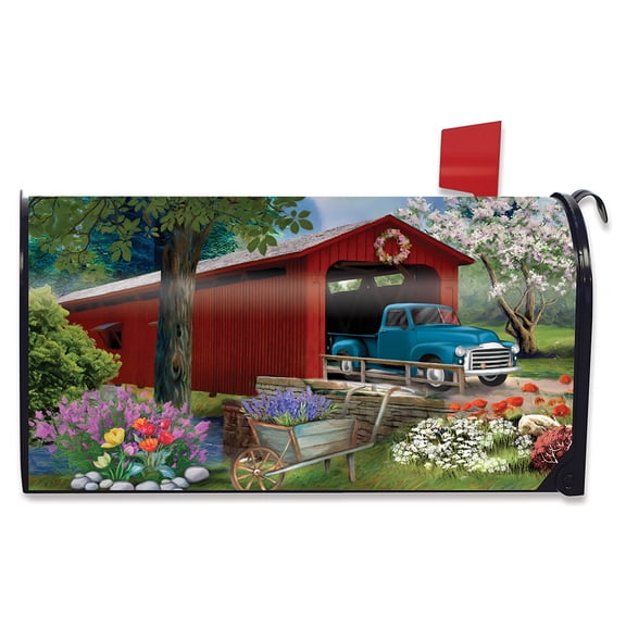 Briarwood Lane Bridge in Bloom Spring Mailbox Cover