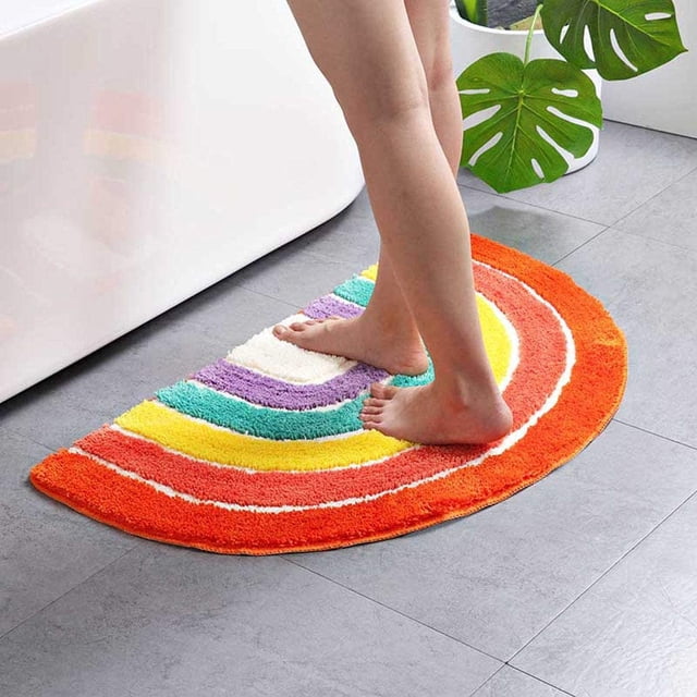 Alfombrilla de ducha semicircular Alfombrilla de ducha antideslizante Alfombrilla de baño de microfibra antracita para baño Cocina Alfombrilla de suelo Tamaño 50 x 80 cm JFHHH pequeña