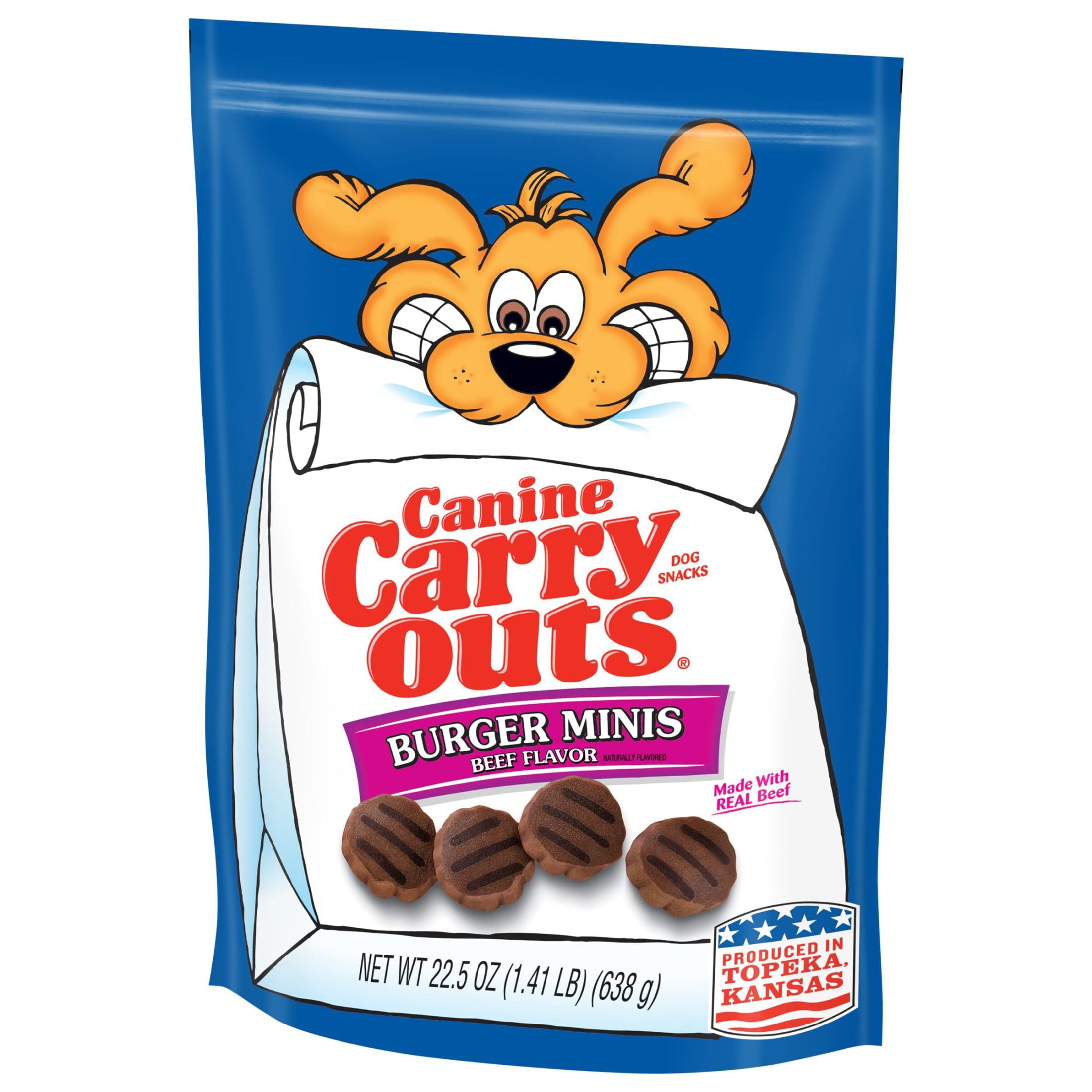 (2 pack) Canine Carry Outs Burger Minis Beef Flavor Dog Treats, 22.5oz Bag