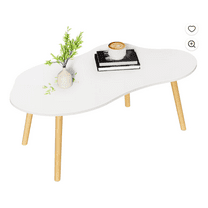 Mid-Century Cloud Coffee Table - Minimalist Living Room Center Table with Organic Shape(White)