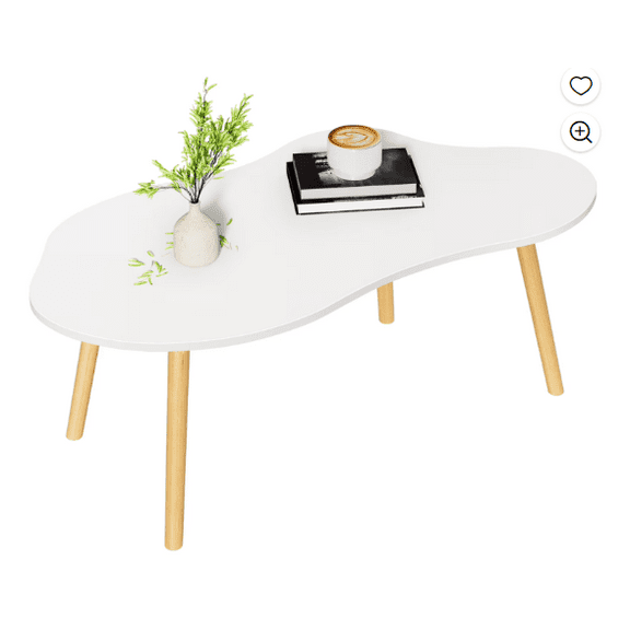 Mid-Century Cloud Coffee Table - Minimalist Living Room Center Table with Organic Shape(White)