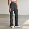 thumbnail image 6 of Womens High Waisted Yoga Pants Straight Leg Leggings Petite Regular, Side Pockets, Slim Fit, Solid Color, Women's Yoga Legging, Bell Bottom,Work Lounge Daily, 6 of 7