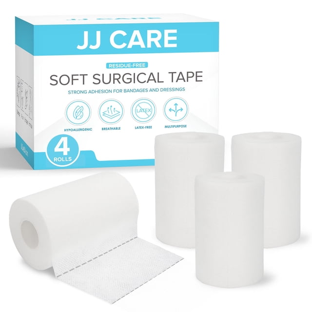 Cinta quirúrgica JJ CARE de tela suave de 4 pulgadas x 10 yardas (paquete de 4)