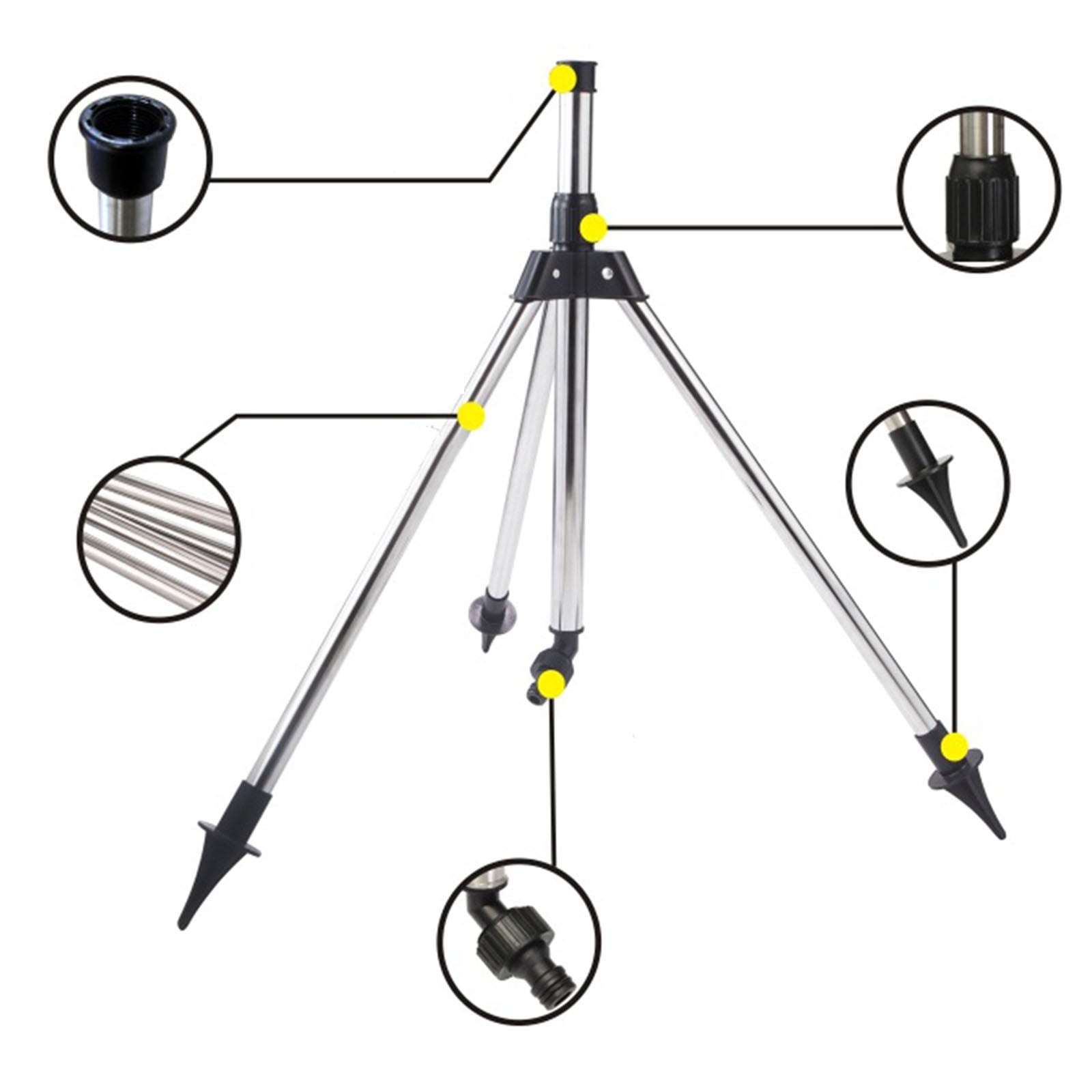 LLDYYDS Tripod Sprinkler Automatic Rotating Sprinkler with Stainless Steel Tripod Stand for 360-Degree Lawn Irrigation