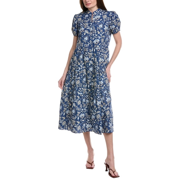 Sail to Sable womens  Button Front Midi Dress, m, Blue