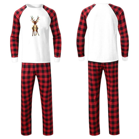 Wowcloth Men's Christmas Plaid Pajama Set, Long-Sleeve T-Shirt with Side Pocket Pants, Cozy Homewear for Holiday Season and Family Time