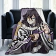 thumbnail image 6 of Ultra Soft Throw Plush, Demon Slayer Iguro Obanai Bedding Fleece Blanket for Sofa Bed Travel 40"x30", 6 of 7