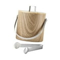 thumbnail image 4 of Cubo de hielo de acero inoxidable Cubo de hielo de metal con tapa y pinza Recipiente para bebidas de metal multiusos para barbacoa Actividades al aire 14 L de grano de madera, 4 of 9