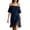 Navy, variant on Women Cold Shoulder Suede Mini Dress Short Sleeve Tassel Fringe Hem Boho Swing Dress for Party Festival