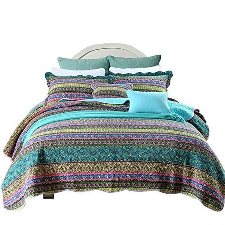 Hnnsi Bohemian Quilt Comforter Sets Queen Size 3 Pieces Cotton Boho Bedspread Exotic Bohemia Bedding Canada Hnnsi Bohemian Quilt Comforter Sets, Boho Bedding Queen Size