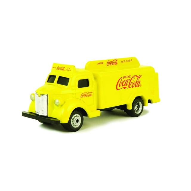 Maqueta a escala Coleccionable Motor City Classics Coca-Cola 1947 Bottle Truck (amarilla) 1:87