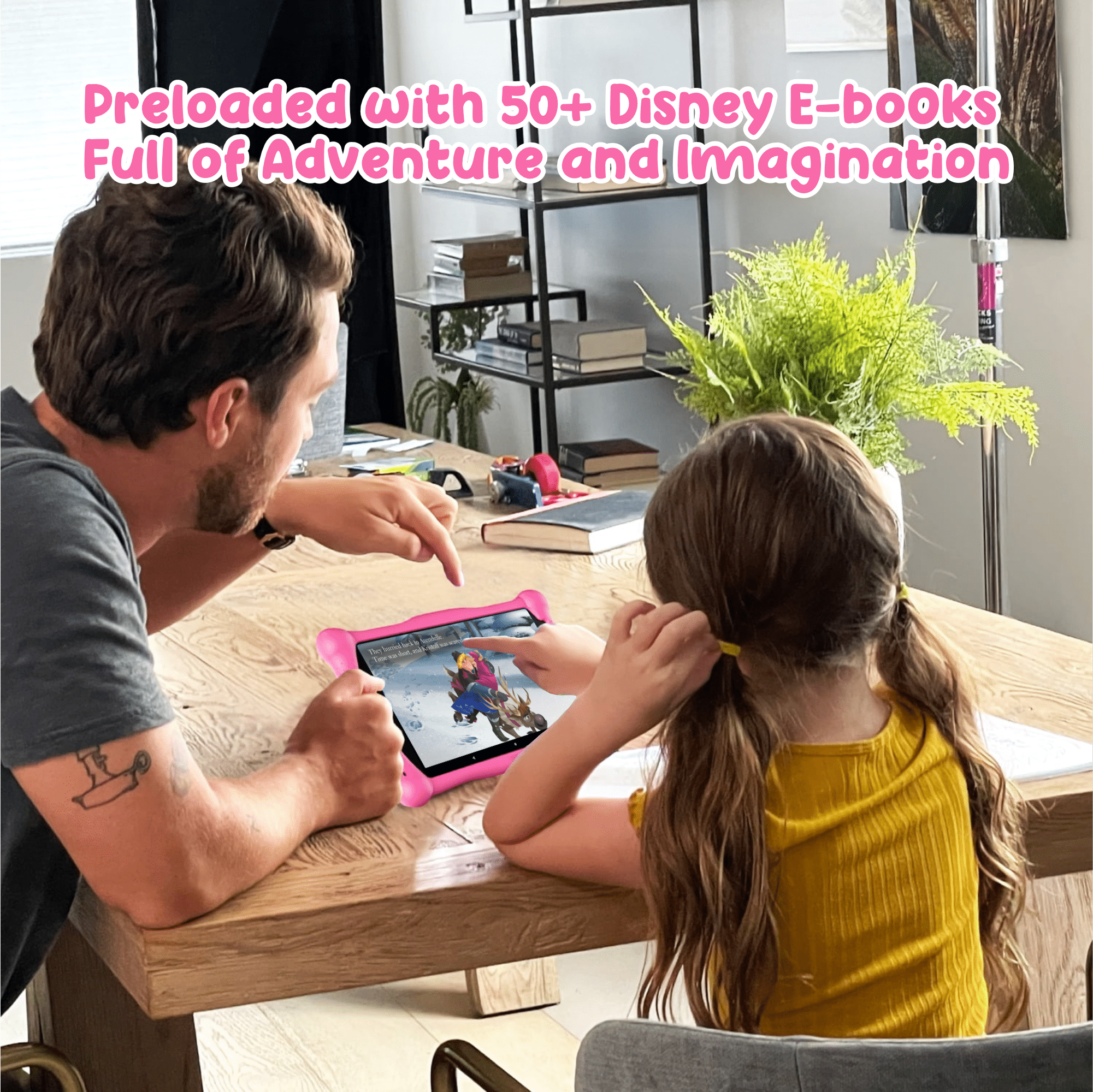 Contixo 7" Kids Tablet Bundle, 50 FREE Disney Storybooks, Educational Android Tablet for Ages 3-12, 32GB, STEM Learning, Parental Controls, with Kid-Safe Headphones & Case - Pink
