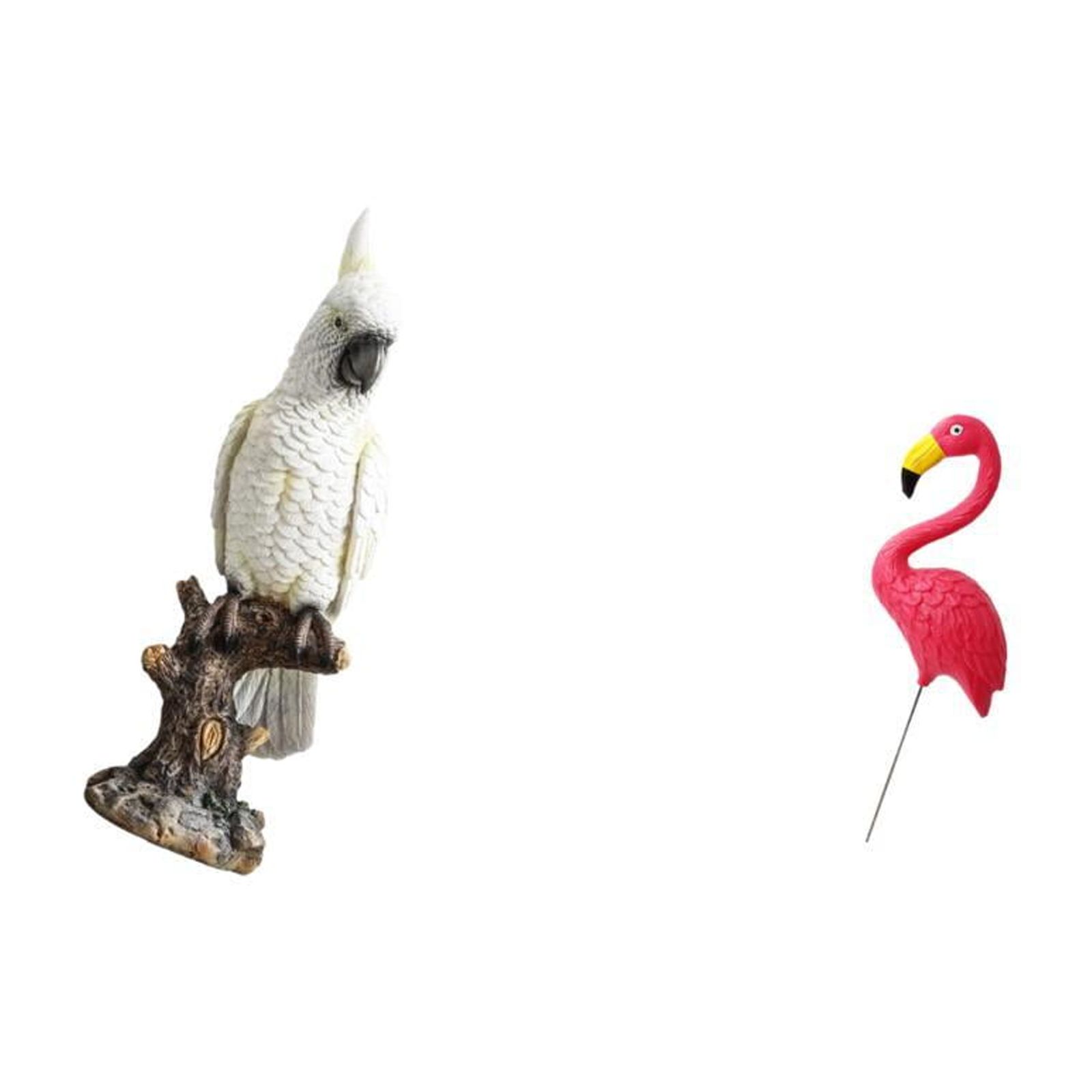 CarpNettore Parrot Bird Statue Animal Sculpture Resin Indoor Decorative Figurine Yard Art Ornament for Desk Table Centerpiece Fireplace Cabinet Backyard Fairy Garden Accessories Flamingo Garden